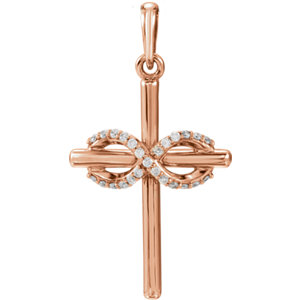 14K Rose .06 CTW Diamond Infinity-Inspired Cross Pendant