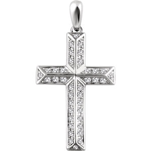 14K White 1/4 CTW Diamond Cross Pendant