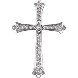 14K White 3/4 CTW Diamond Cross Pendant