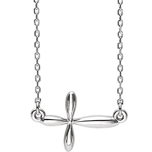 platinum sideways cross necklace