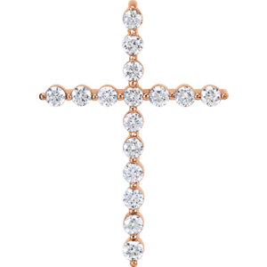 14K Rose 1/2 CTW Diamond Cross Pendant
