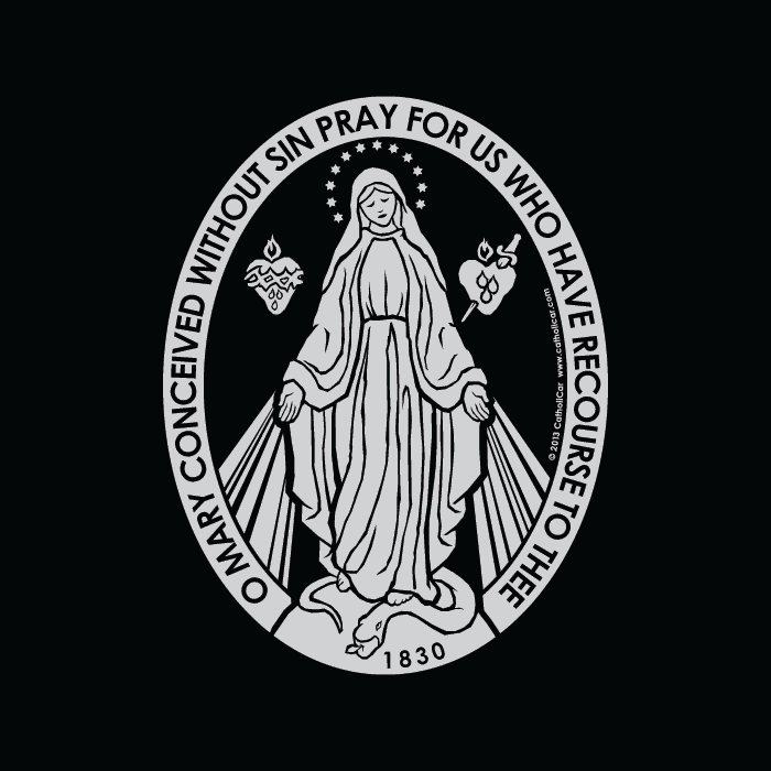 Miraculous Medal Vinyl Transparent Silver Decal