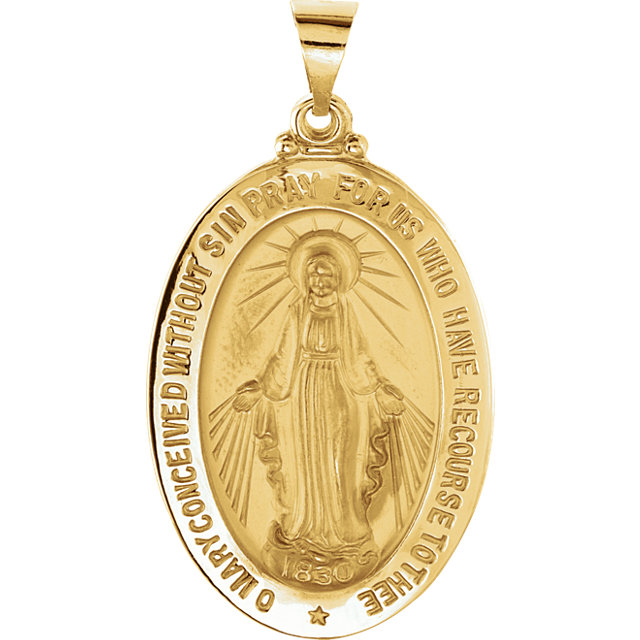 14K Yellow Gold Miraculous Medal - Large