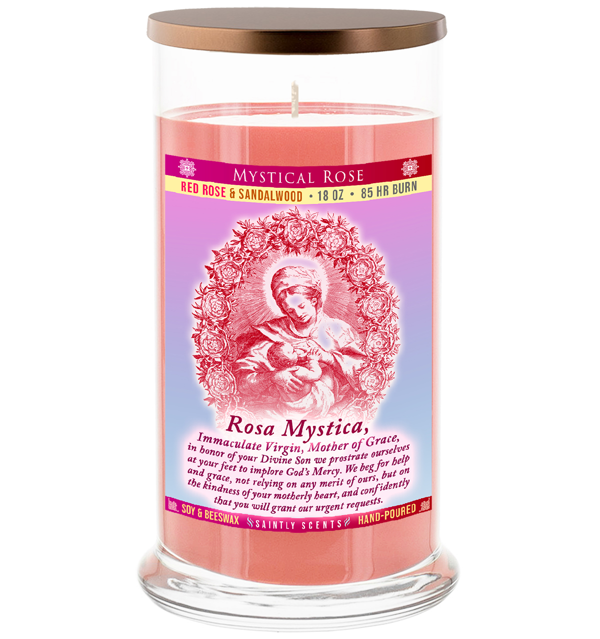 Our Lady of Roses Scented Prayer Candle - Mystical Rose
