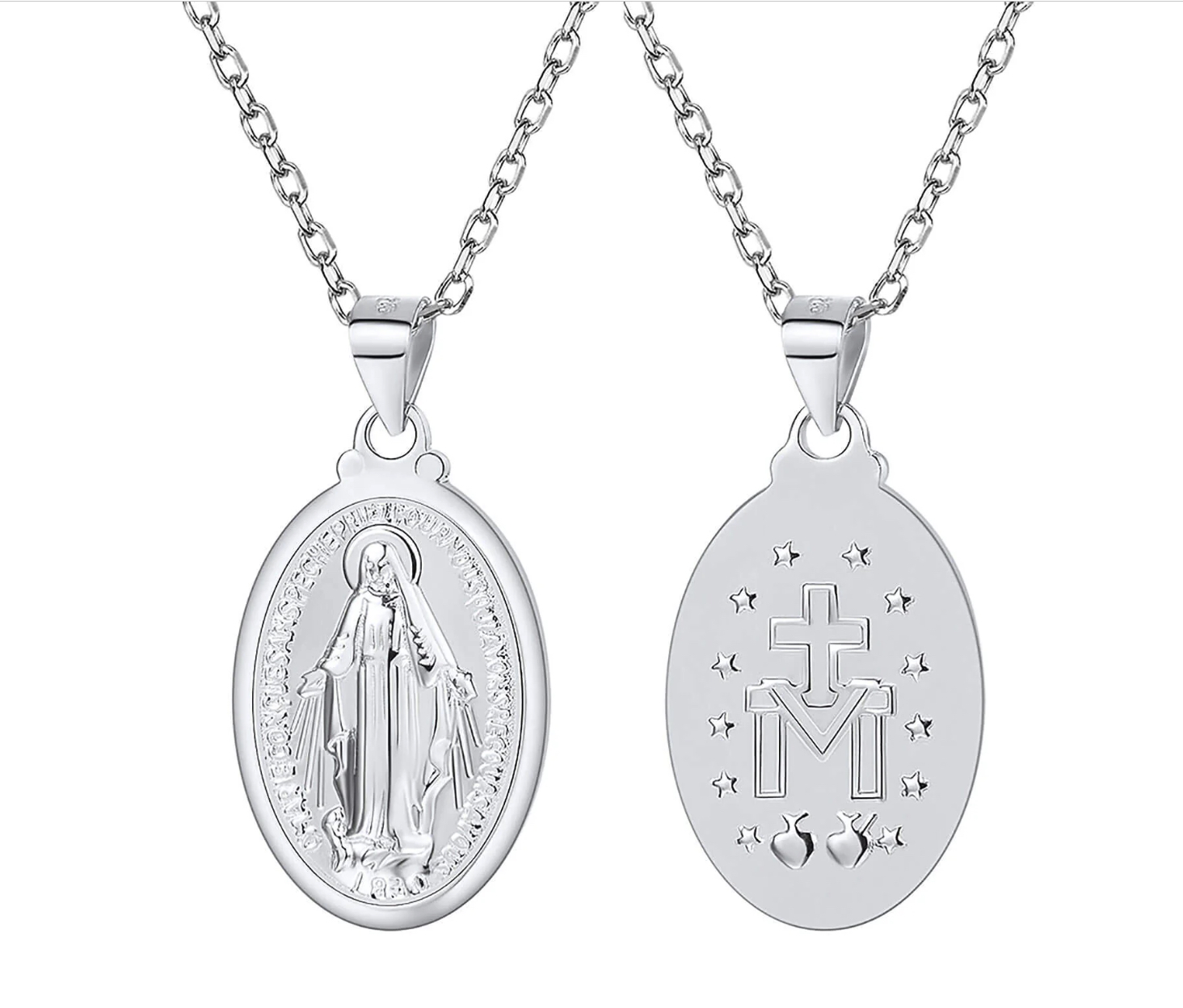 Sterling Silver Miraculous Medal and Chain