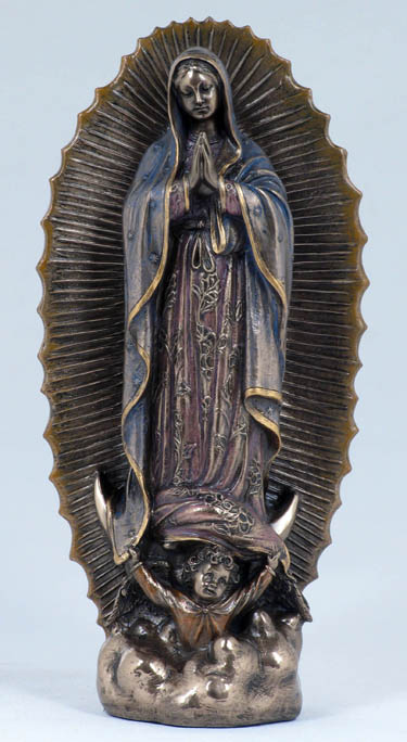Our Lady Of Guadalupe Cold Cast Bronze Lightly Hand-Painted 9.5"