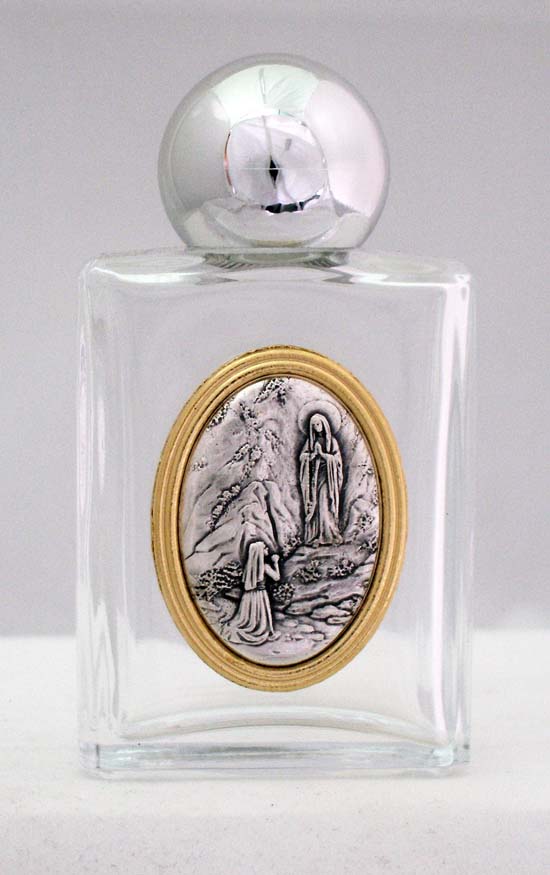 Our Lady Of Lourdes Holy Water Bottle Square 1.75X3.25"