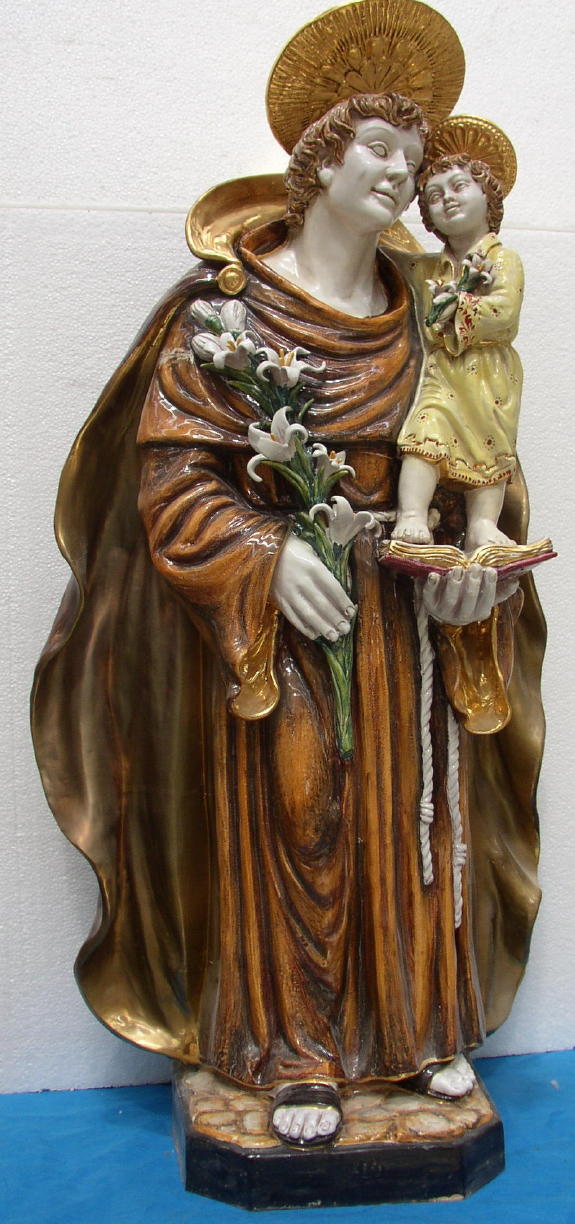 St. Anthony And Child Hand-Painted Ceramic 45"