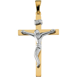 14K Yellow Gold/White Two Tone Crucifix Pendant