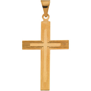 14K Yellow Gold Cross Pendant with Design