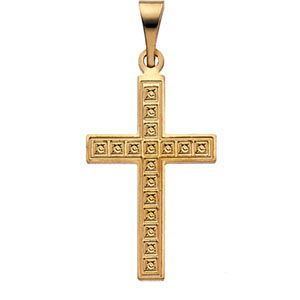 14K Yellow Gold Cross Pendant with Design