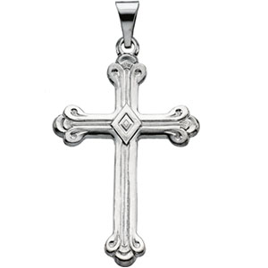 14K White Gold Cross Pendant