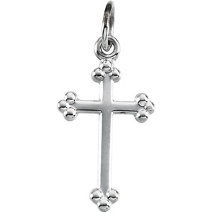 14K White Gold Cross Pendant