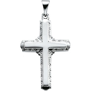 14K White Gold Cross Pendant