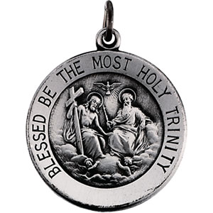 Sterling Silver Round Holy Trinity Pendant Pendant with Chain