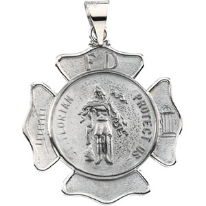 14K White Gold St Florian Pendant Pendant Shield