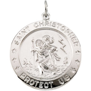 Sterling Silver St. Christopher Pendant with 24" endless Chain