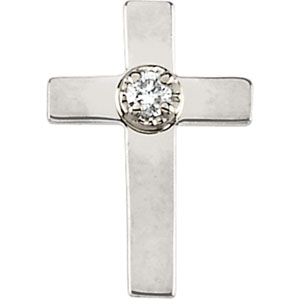 White Gold Cross Lapel Pin with Diamond