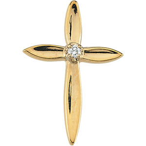 14K Gold Cross Lapel Pin with Diamond