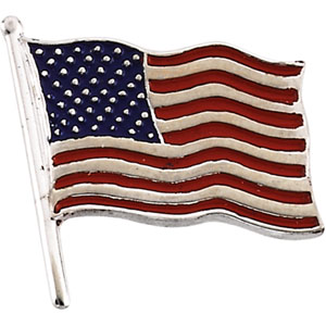 14K White Gold American Flag Lapel Pin