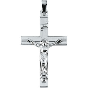 14K White Gold Crucifix Pendant