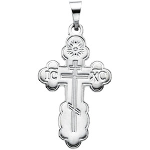 14K White Gold Orthodox Cross Pendant