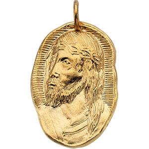 14K Yellow Gold Face Of Jesus Pendant