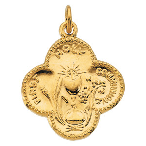 14K Yellow Gold First Holy Communion Pendant