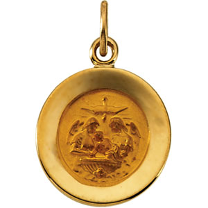 14K Yellow Gold Round Baptism Pendant Pendant