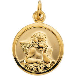 14K Yellow Gold Guardian Angel Pendant