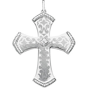 Sterling Silver Diamond Cross Pendant