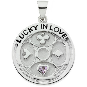 Sterling Silver Lucky In Love Pendant With Ste