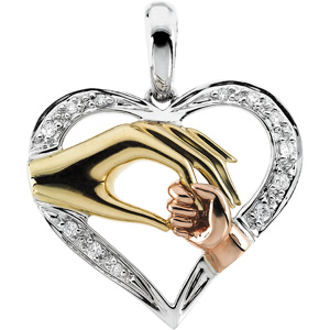 14K Yellow Gold/White/Rose Tri Color Tender Touch Pendant