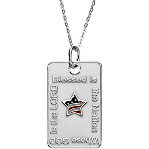 Sterling Silver Blessed Is Nation Star Dogtag
