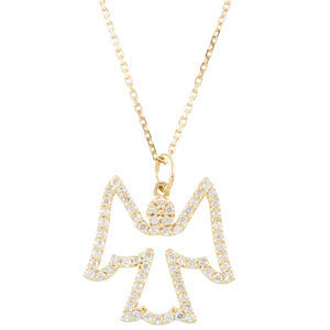 14K Gold 1/3 CTW Diamond Angel 16" Necklace