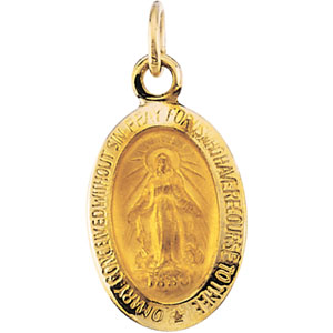 14K Gold Miraculous Medal Charm - Petite