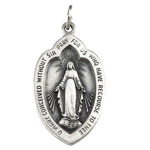 14K White Gold Miraculous Medal
