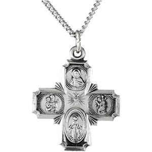 Sterling Silver 4-Way Cross Pendant Pendant with Chain