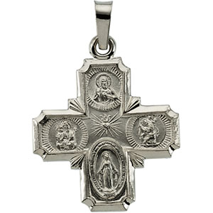 14K White Gold 4-Way Cross Pendant
