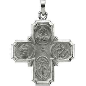 14K White Gold 4-Way Cross Pendant