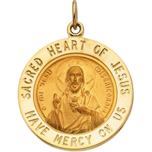 14K Yellow Gold Sacred Heart Of Jesus Pendant