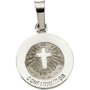 14K White Gold Confirmation Pendant with Cross