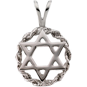 14K White Gold Star Of David Pendant