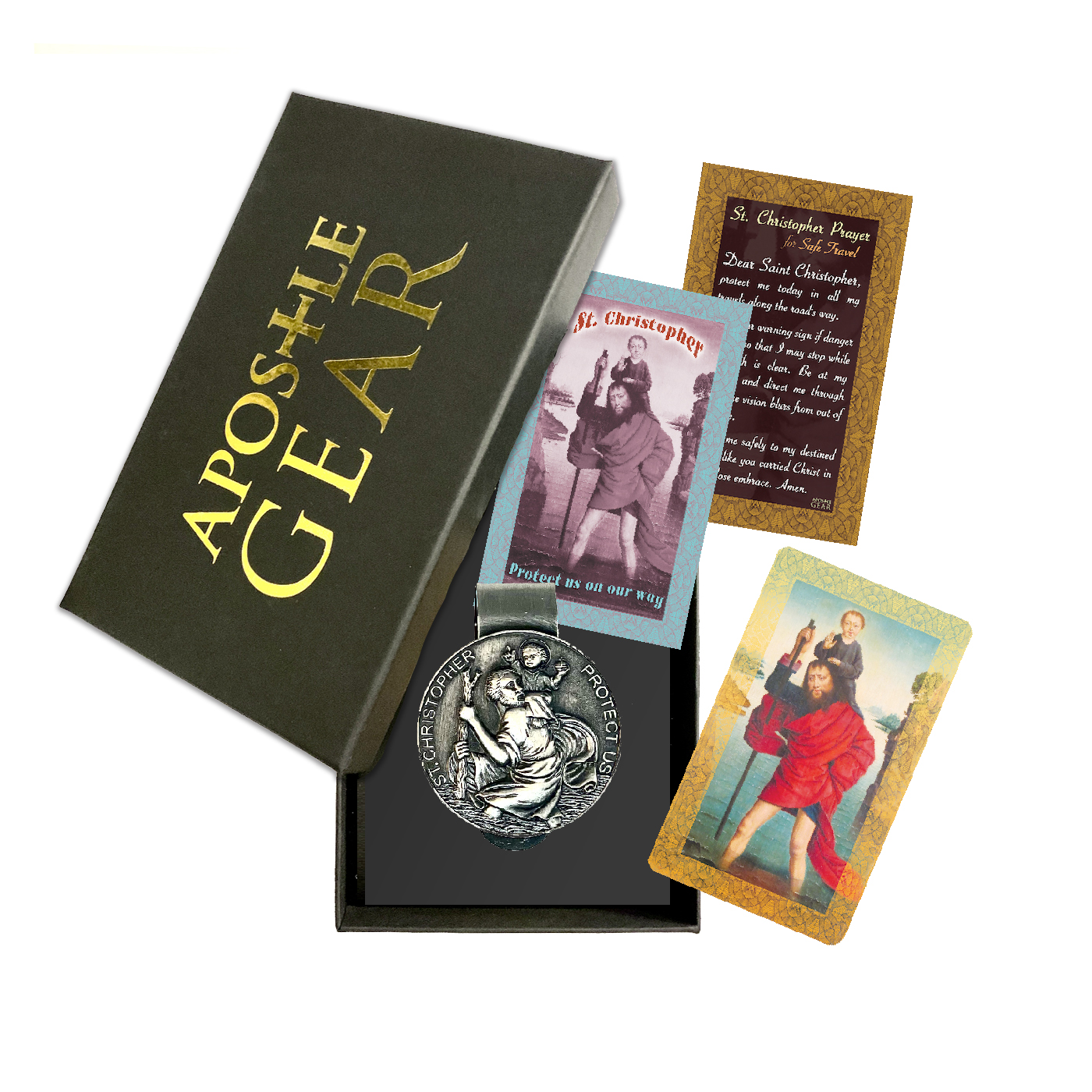 St. Christopher Round Visor Clip - Gift Set
