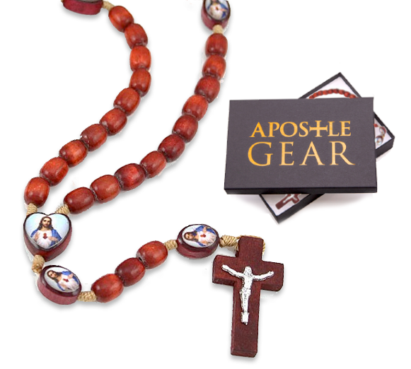 Sacred Heart Wood Rosary