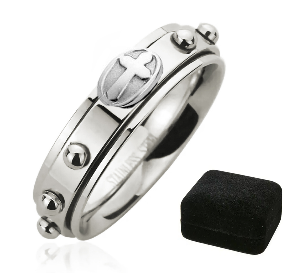 Spinning Rosary Ring - Stainless Steel