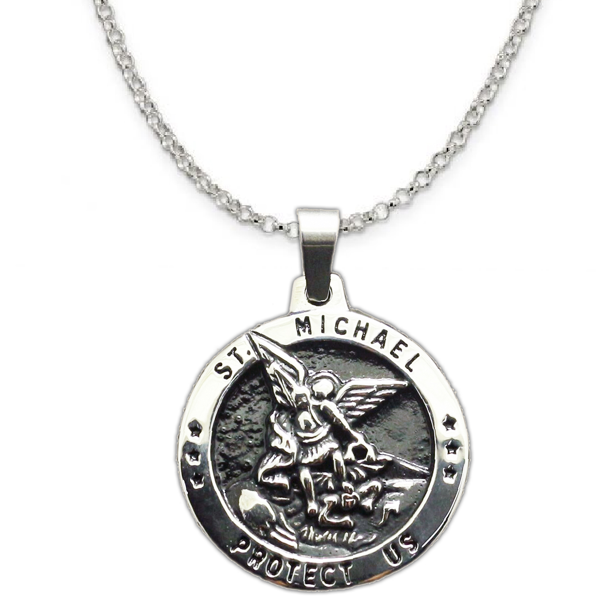 Stainless Steel St. Michael Medal for Men