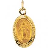14K Gold Miraculous Medal Charm - Petite