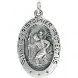 19x14 MM Sterling Silver Oval St. Christopher Medal - No Chain
