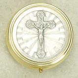 Silver and Gold Tone Pyx with Crucifix